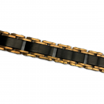 Stainless Steel Two Toned Black and Gold 8.5" Link Bracelet