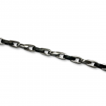 Stainless Steel Two Tone Black and Silver Fancy Link Chain 24"