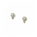 14k Yellow Gold Fresh Water Cultured Pearl Stud Earrings With Diamond Accents