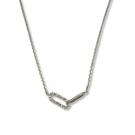 Sterling Silver Necklace with .10twt Diamond Link Charm on an 18" Chain