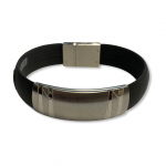 Engravable Stainless Steel Decorative Plate on Silicone Bracelet 8"