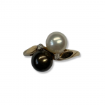 10K Yellow Gold Fresh Water Cultured Pearl Ring With Diamond Accents Size 7 MM Width: 6