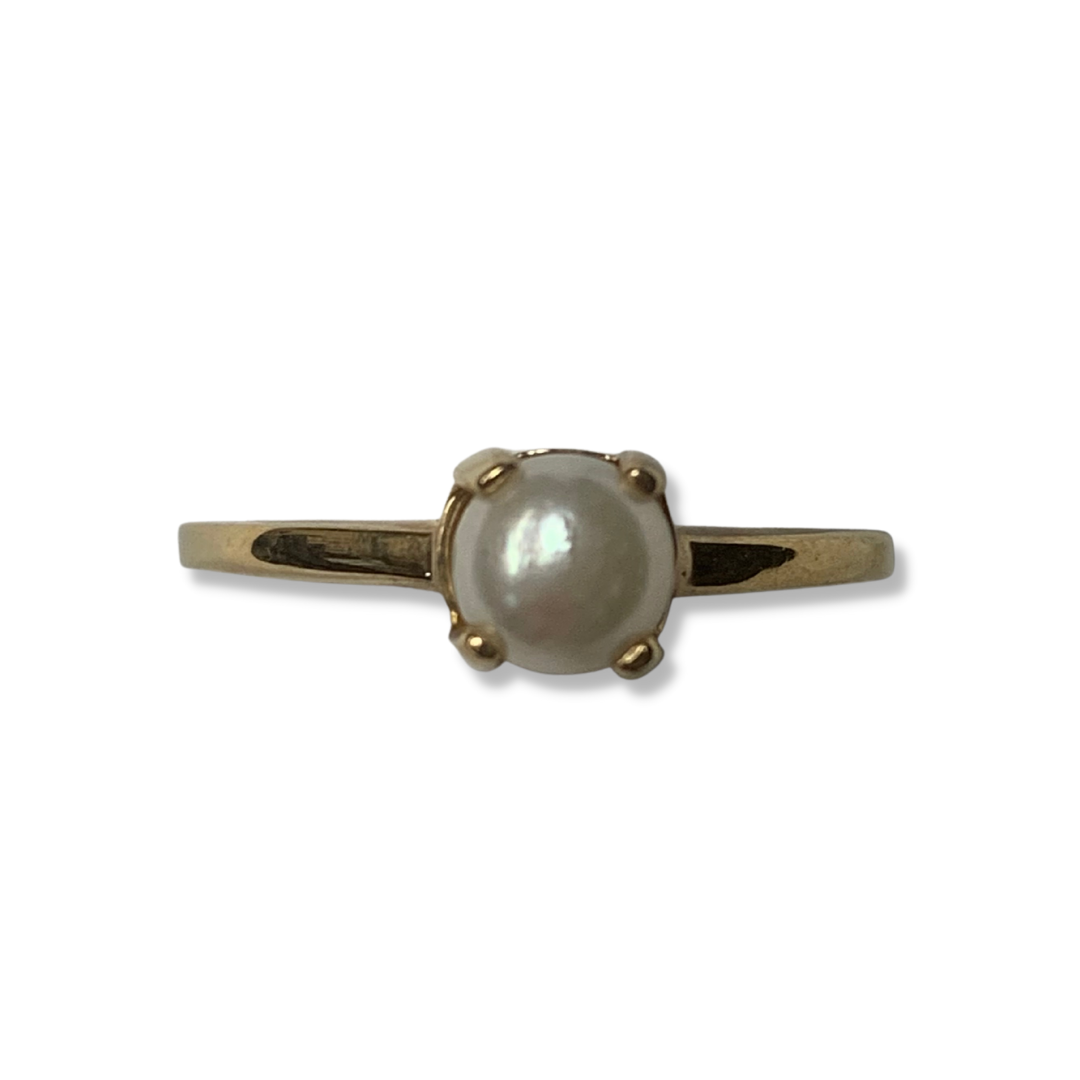 10K Yellow Gold Fresh Water Cultured Pearl Ring Size 7.75