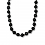 Onyx Bead Necklace with Sterling Silver Accent Beads 16"