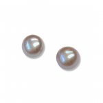 Sterling Silver Pink Button Pearl Post Earrings