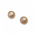 Sterling Silver Peach Button Pearl Post Earrings
