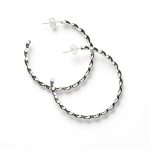 Sterling Silver Rhodium Plated 40mm Large Rice Bead Hoops