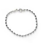 Sterling Silver Rhodium Plated Rice Bead Bracelet 7" 3.0mm