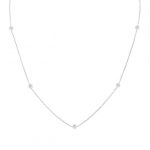 Sterling Silver 17" Cable Chain .25twt Diamond Station Necklace
