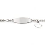 My First ID Bracelet With Plaque And Dove Charm Silver Tone 5.75"