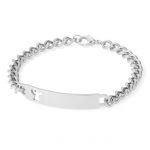 Stainless Steel Silver Tone ID Bracelet With Pierced Angel Cutout 7.5"