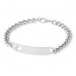 Stainless Steel Silver Tone ID Bracelet With Pierced Dove Cutout 7.5"