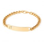 Stainless Steel Gold Tone ID Bracelet With Pierced Footprint Cutout 6.5"
