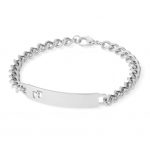 Stainless Steel Silver Tone ID Bracelet With Pierced Footprint Cutout 6.5"