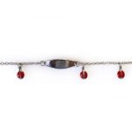 Stainless Steel Silver Tone My First ID Bracelet with 3 Ladybug Charms 5.5" with 1" Extender