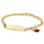 Stainless Steel Gold Tone My First ID Bracelet With Oval Plaque And Lady Bug Charm 6"