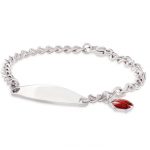 Stainless Steel Silver Tone My First ID Bracelet With Oval Plaque And Lady Bug Charm 6"