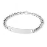 Stainless Steel Silver Tone ID Bracelet With Pierced Paw Print Cutout 6.5"