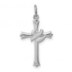 Sterling Silver Rhodium-plated Holy Spirit Cross with Dove Charm