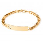 Stainless Steel Gold Tone ID Bracelet With Pierced Star Cutout 7.5"