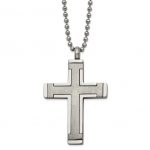Chisel Titanium Brushed and Polished Cross 22 inch Necklace