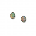 Sterling Silver Oval Opal Post Earrings