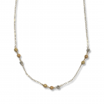14K Yellow Gold Open Cable Chain Necklace With Tri-Color Beads 17"