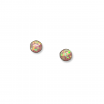Rhodium plated sterling silver 7mm pink synthetic opal stud earrings