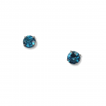 14K White Gold December- Blue Topaz Birthstone 4mm Post Earrings