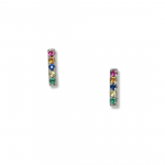Sterling Silver Rhodium Plated Polished Multi-Color CZ Post Earrings