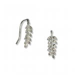 Sterling Silver Rhodium Plated Leaf Climber Earrings