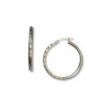 Sterling Silver Large Round Diamond Cut and Plain Hoops 35mm
