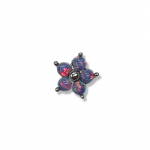 Stainless Steel Nose Ring 5 Petal Flower With Purple Opal