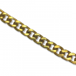 Gold Tone Stainless Steel Square Curb Chain Bracelet 8"