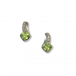 10K White Gold Peridot Earrings with Diamond Accents