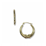 10K Yellow Gold Polished X Detail Hoop Earring with Hinged Closure