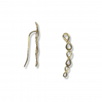 14k Yellow Gold .82G Triple Infinity Symbol Climber Earrings
