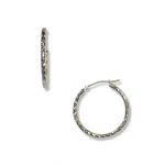14K White Gold 24mm Diamond Cut 1.1 G Hoop Earrings
