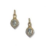 14K Yellow Gold Aquamarine Post Earrings With Diamond Accents