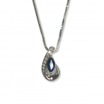 14k White Gold .28 Sapphire Teardrop Slide with Diamond Accents 18" Baby Rope