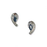 10k White Gold .28 Sapphire Teardrop Stud Earrings with Diamond Accents