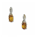 14K Yellow Gold Citrine Dangle Earrings with Diamond Accents