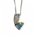10K Two-Tone Blue Topaz Slide Pendant with Diamond Accents on a 18" Box Chain