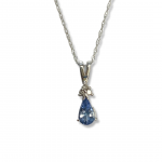 14K White Gold Tanzanite Pendant with Diamond Accents on a 20" Baby Rope