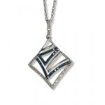 14K White Gold Blue and White Diamond Pendant on a 18" Baby Rope
