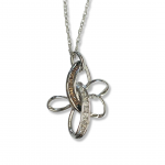 14K White Gold Champagne and White Diamond Pendant on a 18" Baby Rope