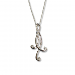 14K White Gold Swirl Pendant with 3 Diamond Accents on a 18" Baby Rope