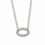 14K White Gold Diamond Oval Necklace 18" Baby Rope