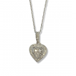 10K White Gold Heart Diamond Pendant with Diamond Halo on a 18" Baby Rope
