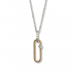 14K Rose Gold Elongated Oval/ Paperclip Pendant With Diamond Accents on a 18" Baby Rope